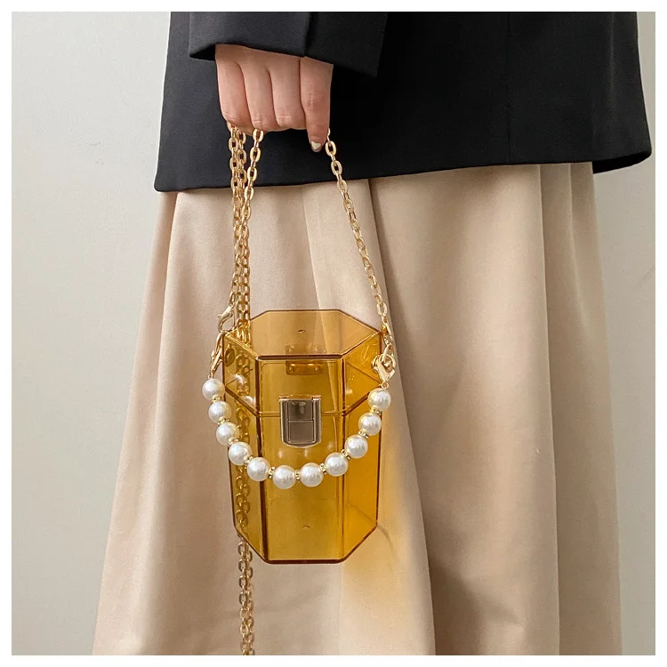 Clear Small Acrylic Box Party Clutch Bag Luxury Women Purses and Handbags Wedding Evening Bag Designer Ladies Chain Shoulder Bag