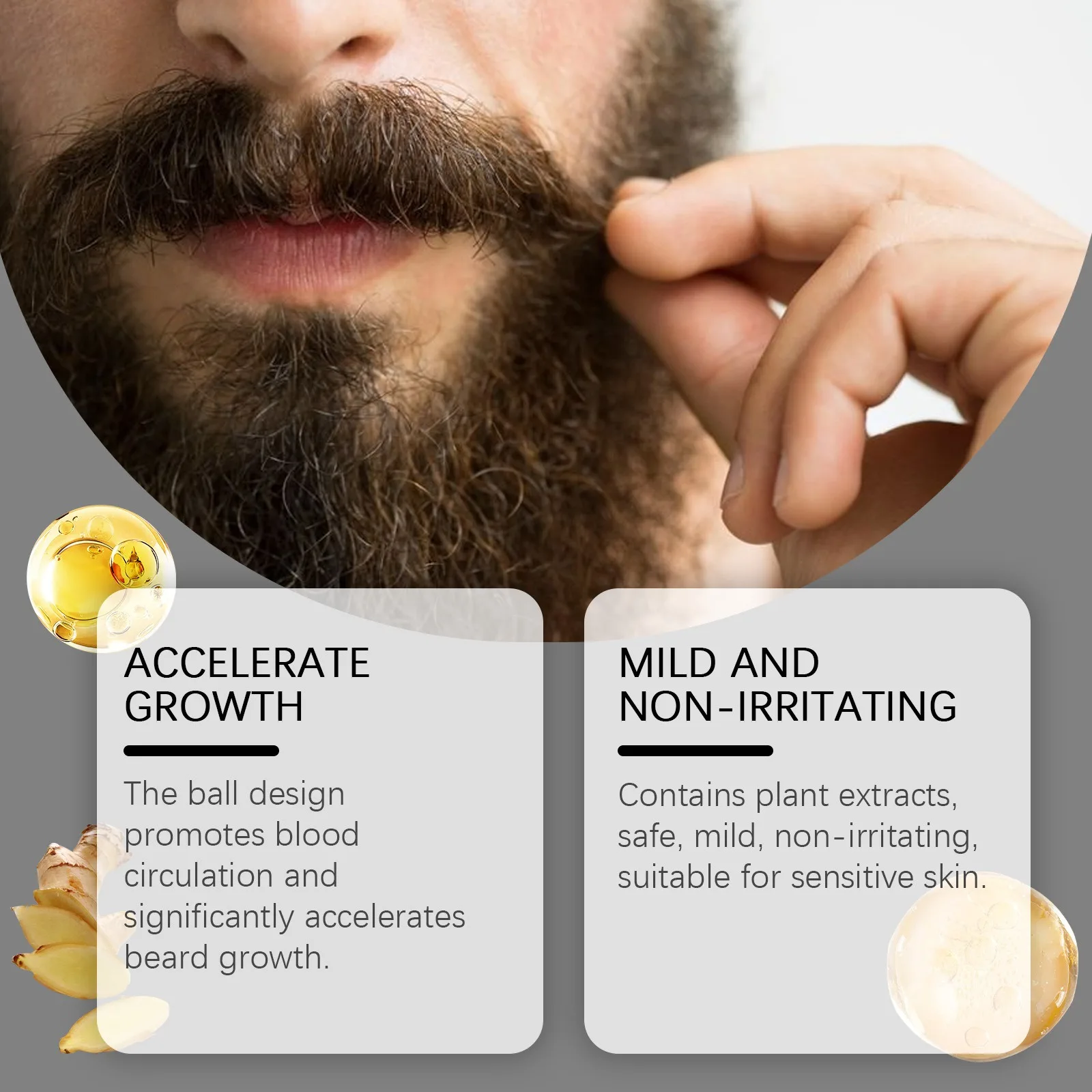 Men's Beard Care Ball Men's Nourishing Thick Beard, Strong and Tough Beard Root and Beard Care Liquid