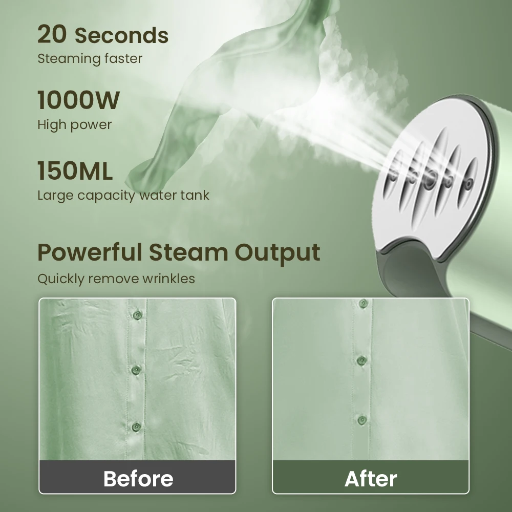 Sejoy مُبخّر ملابس محمول باليد 150 مللي باخرة قماشية محمولة سريعة الحرارة 1000 واط منظف مكواة البخار للمنزل والسفر 220 فولت/110 فولت #3