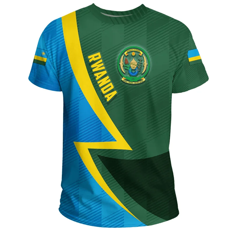 

Rwanda Flag Map 3D Print T Shirt For Men Clothes Africa Country Dashiki T-Shirt Casual Sport Jersey National Emblem Boy Tshirt