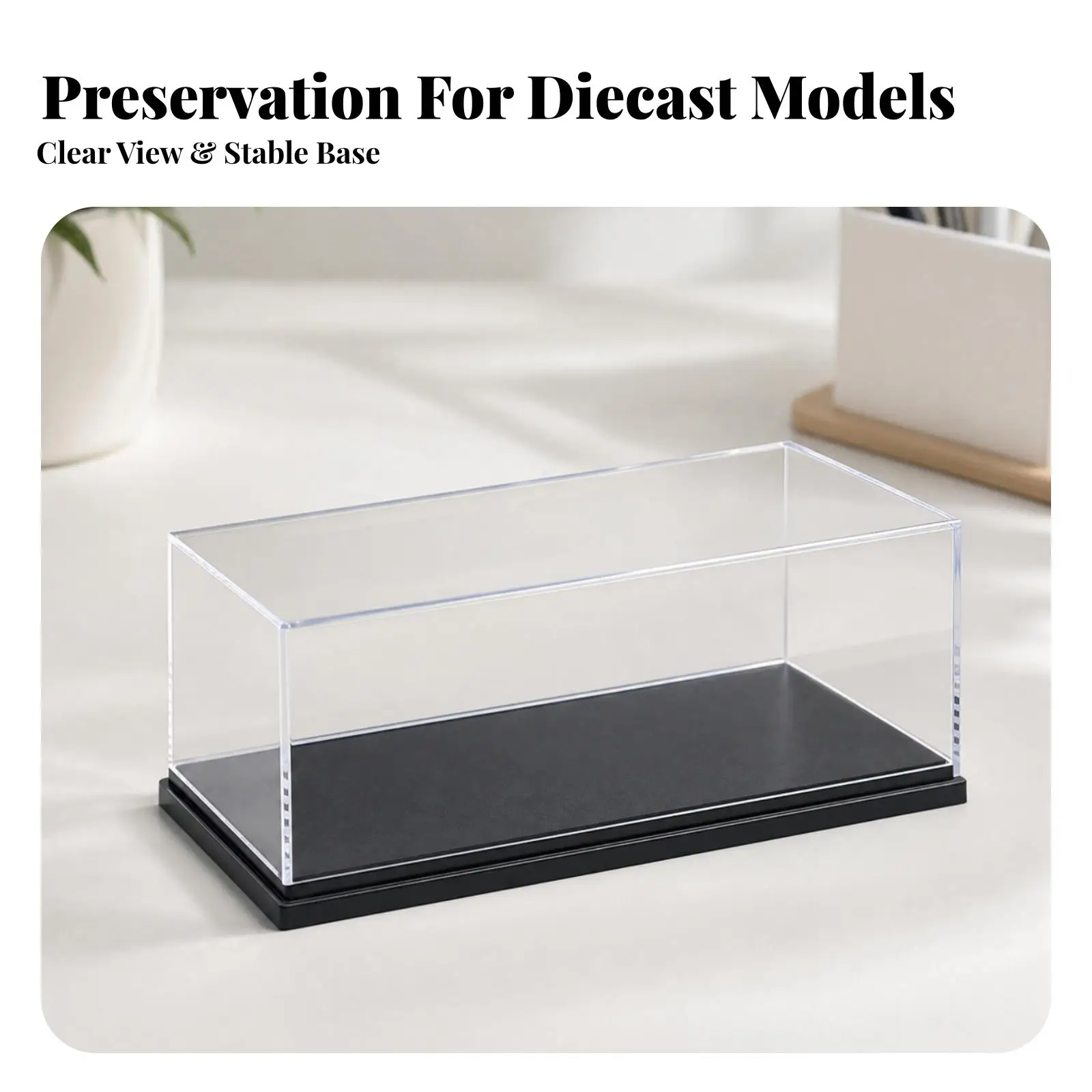 Transparent Display Case for 1 32 Scale Diecast Car Model Clear Showcase with Black Base Dustproof Protective Enclosure