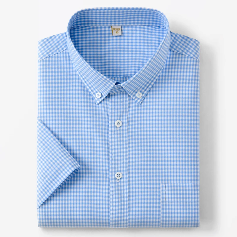 New men's short-sleeved oxford cotton checked shirt - Summer simple and versatile, trendy and suitable for streetwear daily wear