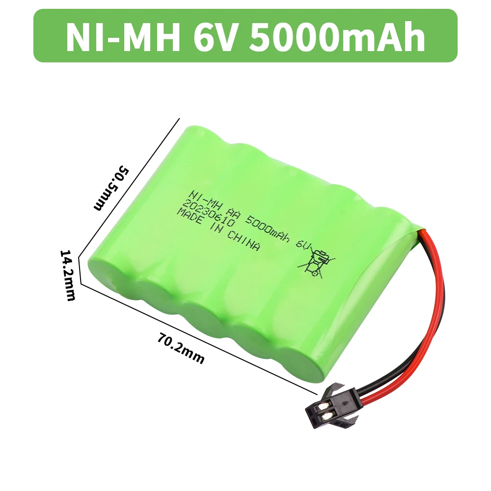 Upgrade 6V 5000mah NiMH Battery For Rc Toy Cars Tank Truck Robots Guns Boats Parts AA Ni-MH 6v Rechargeable Battery Pack 3500mAh