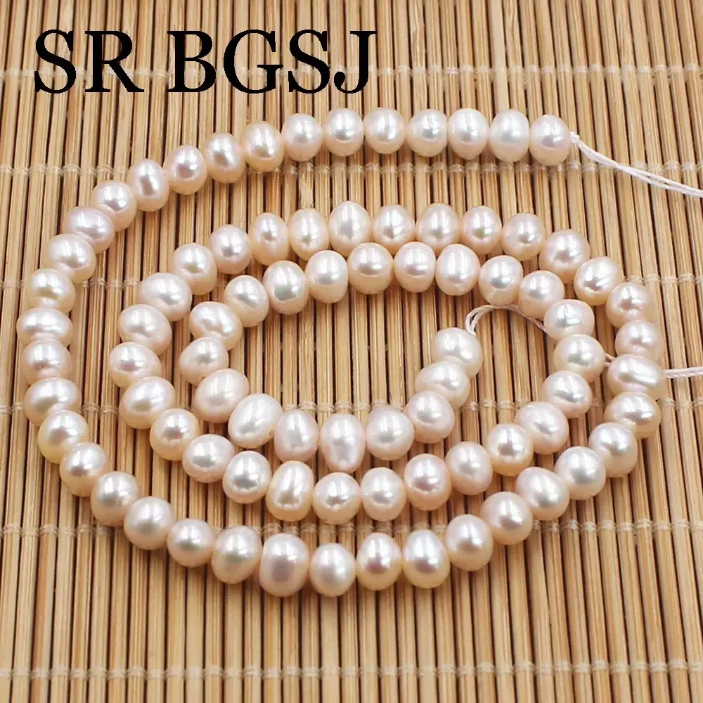 5-6mm 15inch White Real Natural Freshwater Pearl Jewelry DIY Accessories Loose DIY Rondelle Beads