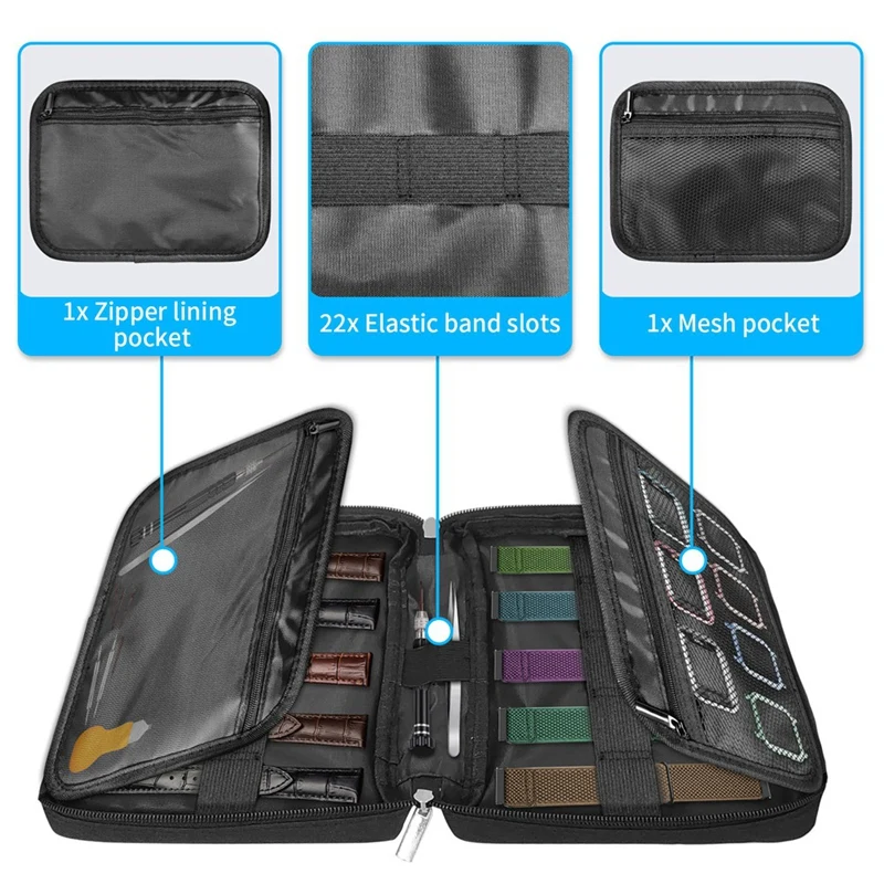 Durable Watch Band Organizer, suporte de correias, estojo de armazenamento para a maioria dos tamanhos de pulseiras de relógio, 20