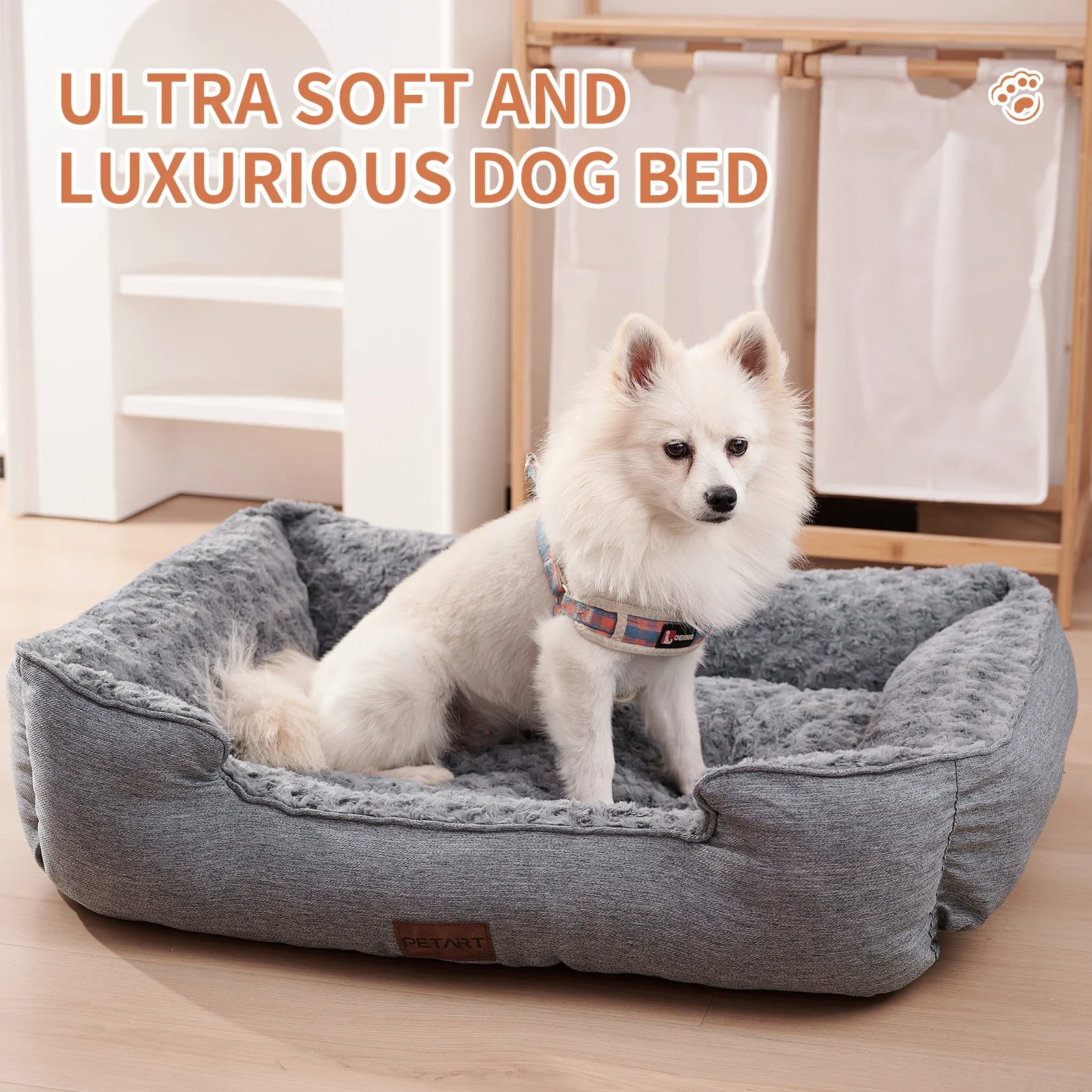 Dog Bed for Large Medium Small Dogs Thickened Filled Rectangle Dog Bed Orthopedic Calming Down Deep Sleeping Dog Sofa Bed