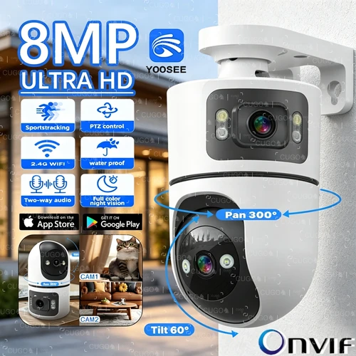 Imagen 1 del producto YOOSEE-cámara WiFi inteligente para interiores, 8MP, doble lente, IP, visión nocturna en Color, Audio bidireccional, seguridad, vigilancia CCTV, Monitor de bebé