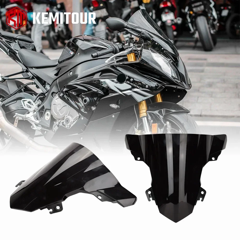 

Double Bubble Windshield For BMW S1000RR 2015-2018 Windproof Wind Deflector S 1000 RR Clear Black Windscreen Motorcycle Parts