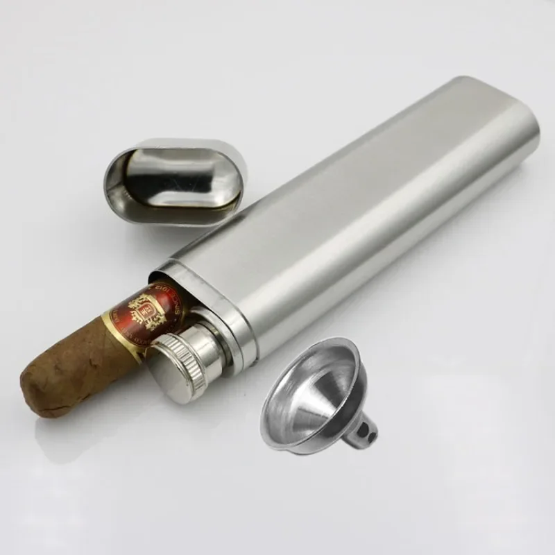 

Portable Stainless Steel Cigar Case Storage Tube Travel Pocket Metal Tobacco Cigarettes Holder Cigar Accessories