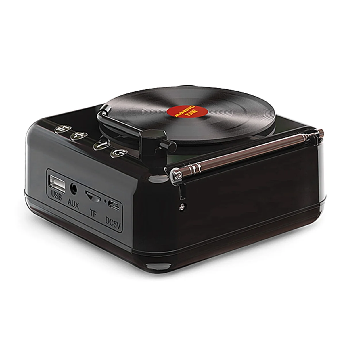 

POSV-MANOVO Vinyl Record Player Speaker USB Bluetooth V5.0 Stereo Retro Portable Speaker TF Card/U Disk/AUX Playback Black