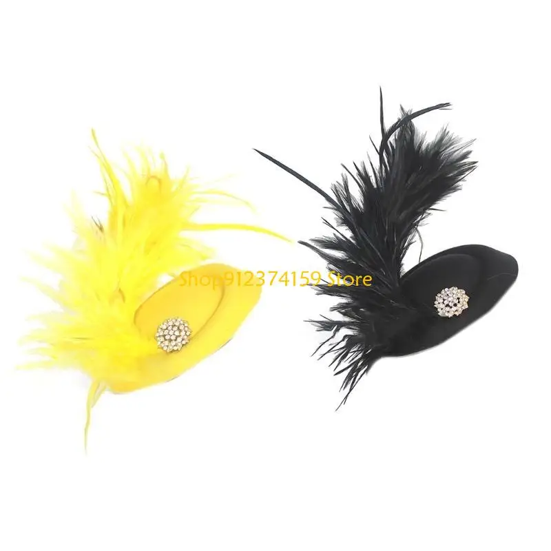 

G5AE Vintage Hair Clip for Teenagers Taking Photo Felt Hat Decors Hair Pin 1920s Hair Barrettes for Woman Girls