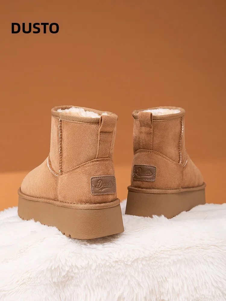 

DUSTO Women's Winter Thi Bot Snow Boots Fce Lined Bread oes Casual ort Tube Rubber Outsole Warmth Comfortable