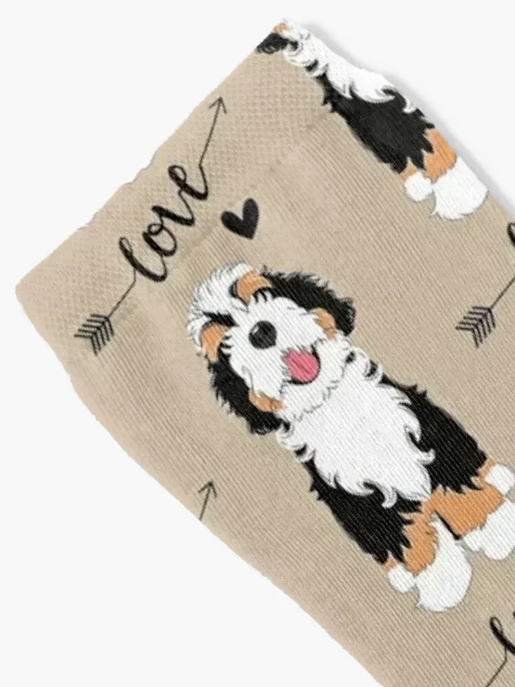 LOVE Tri Color Bernedoodle Socks Antiskid soccer cotton shoes funny sock Girl'S Socks Men's