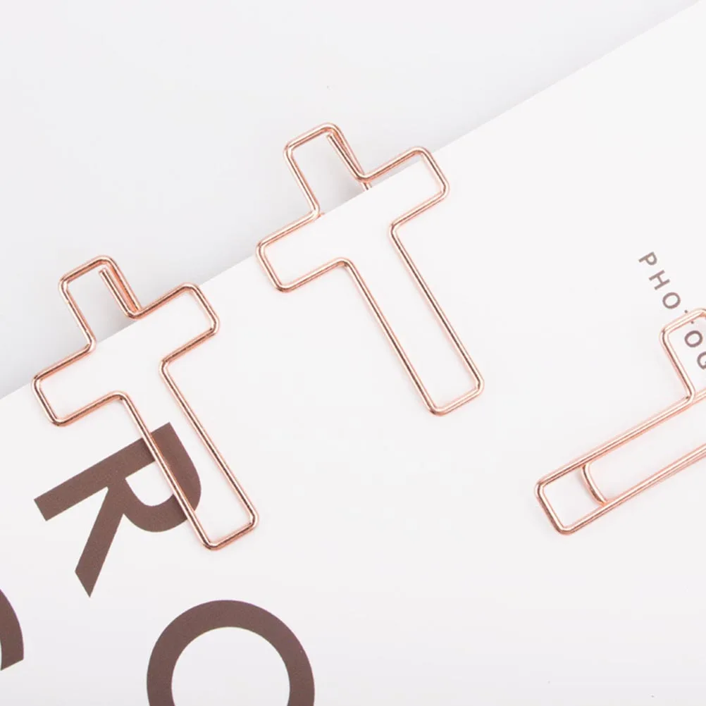 

12pcs Cross Paper Metal Bookmark Cross Shaped Clips Clips For Bible Journaling Church Office Supplies Memo Clamps