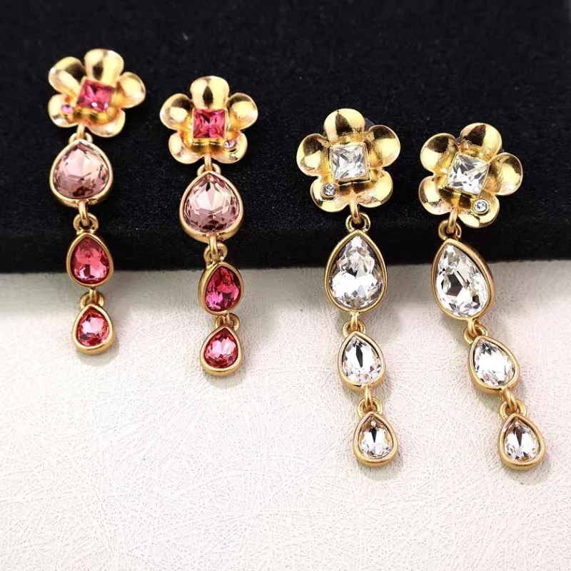 Timeless Wonder Retro Zircon Crystal Floral Stud Earrings for Women Designer Jewelry Cute Luxury Brand Party Rare Sweet 5341