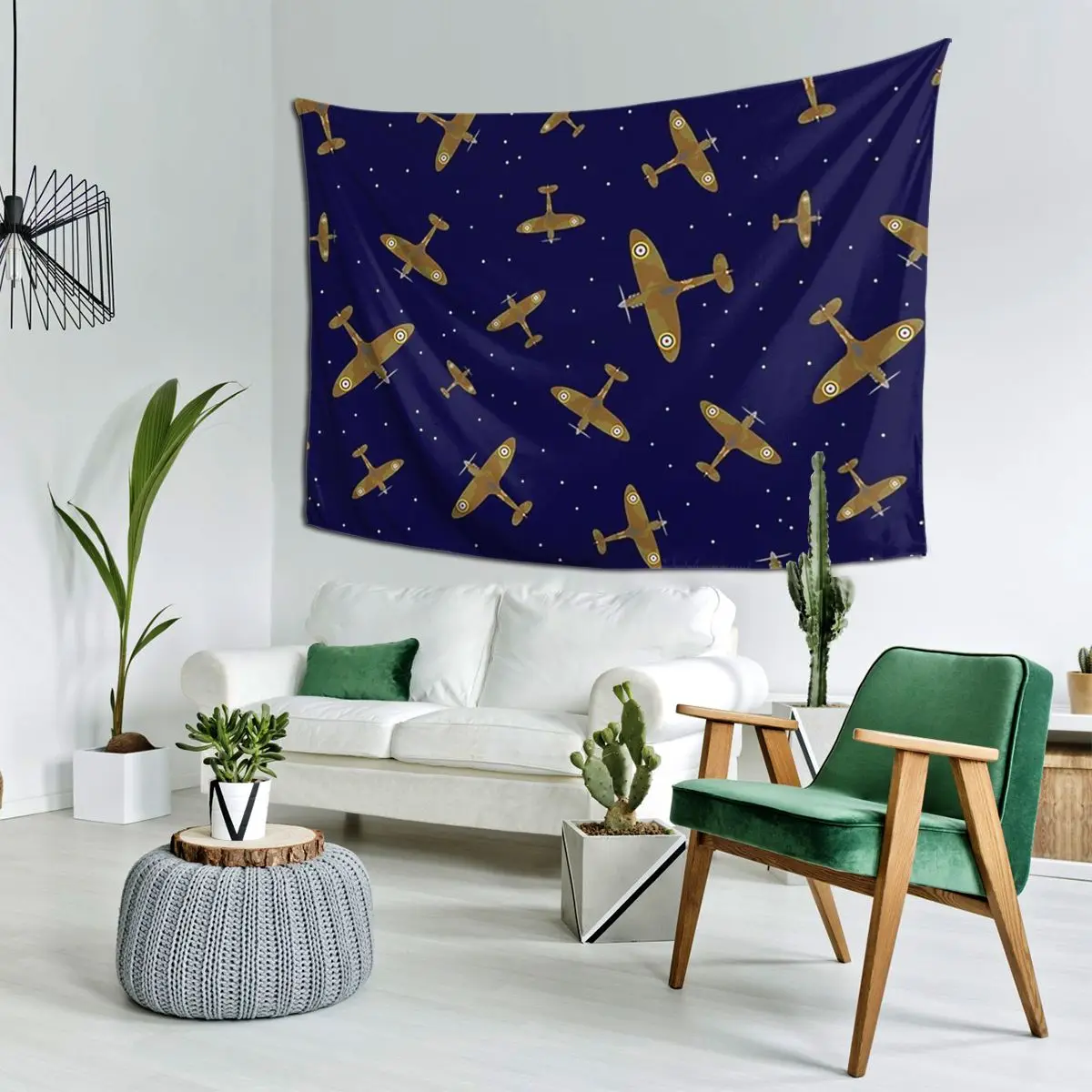 

Spitfire War самолеты в полете на темно-синем гобелене, декор, художественные эстетические гобелены для гостиной, дома, настенная ткань, настенная подвеска