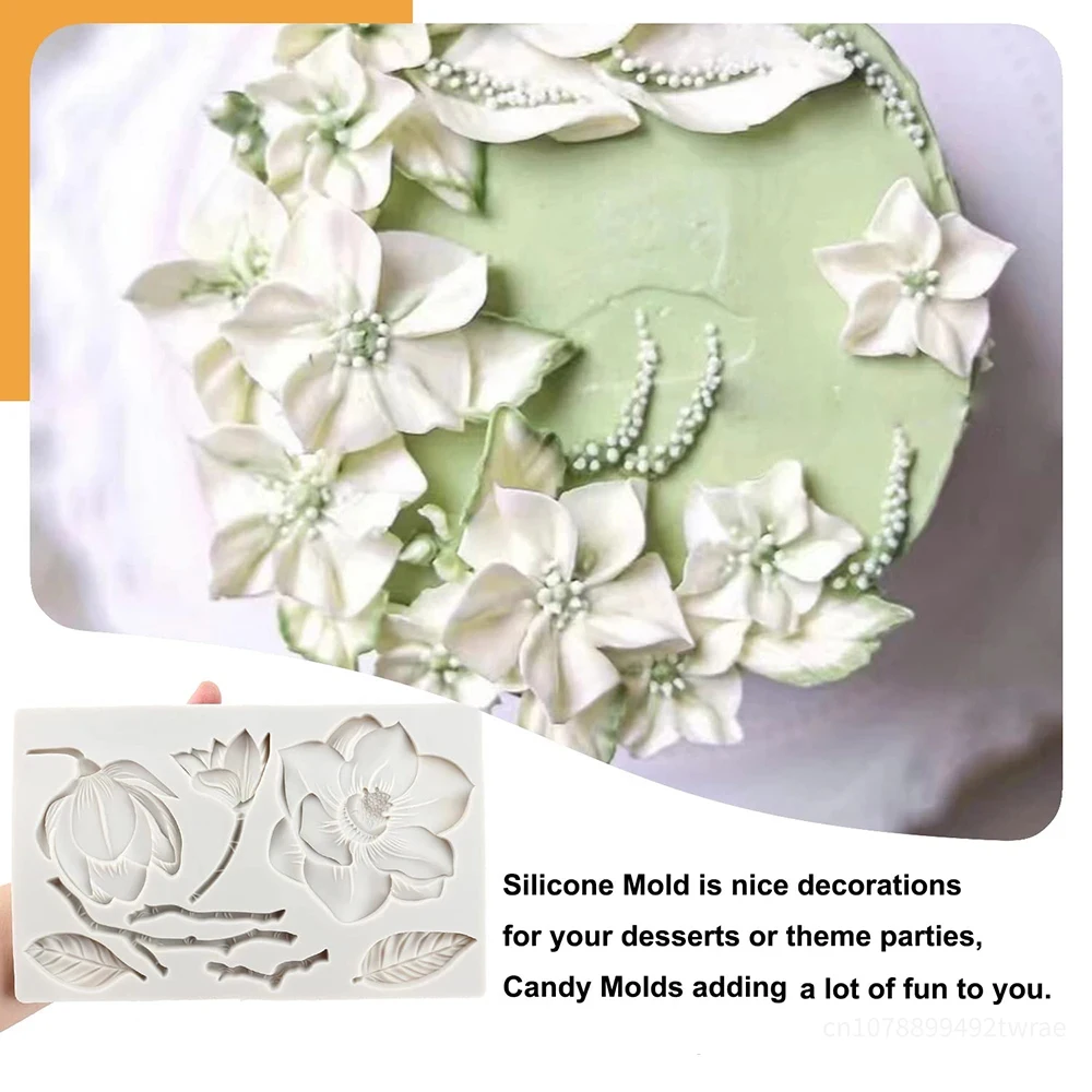 Flower Silicone Mold Flower and Leaf Fondant Mold For Cake Decorating Chocolate Candy Cupcake Decorating Polymer Clay Mould