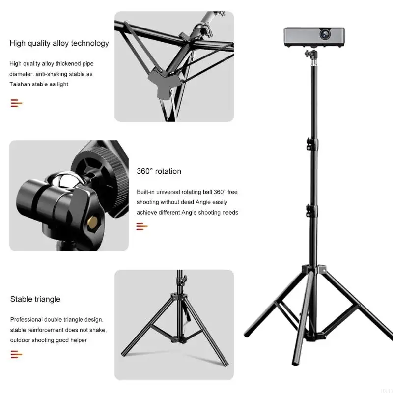 2025 جديد حامل حامل ثلاثي القوائم من الألمنيوم القابل للتعديل لكاميرا ويب كاميرا الإسقاط وإضاءة الاستوديو مع دوران 360 درجة