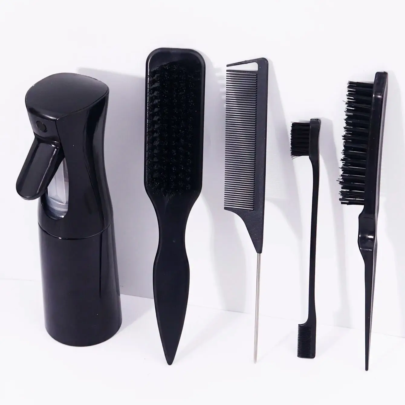 5pcs hairdressing tool set, spray bottle, rat-tail comb hairdressing comb edge control comb, Special for real hair wigs