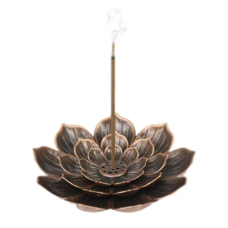 Backflow Incense Burner Stick Incense Holder Home Buddhism Decoration Coil Lotus Censer Bronze Air Vaporizer Home Decor Supplies