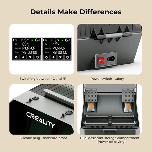 Imagen 2 del producto Secador de filamentos Creality Space Pi Plus 160W Nuevo actualizado Capacidad de dos rollos Secado doble Dos capacidades de rollo para filamento de 2 kg