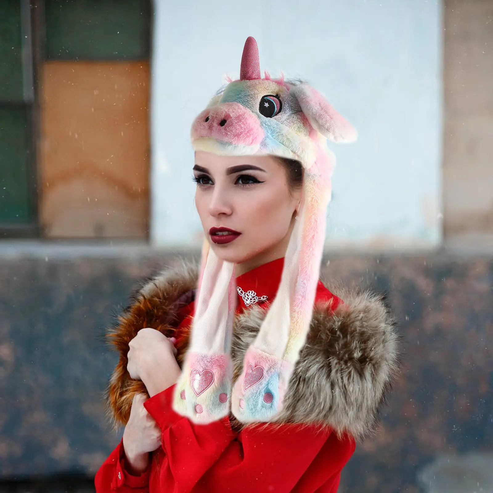 

Шапка-единорог с движущимися ушками, забавный аксессуар для вечеринок, для детей и взрослых, подарок для косплея, мультяшный головной убор для переодевания