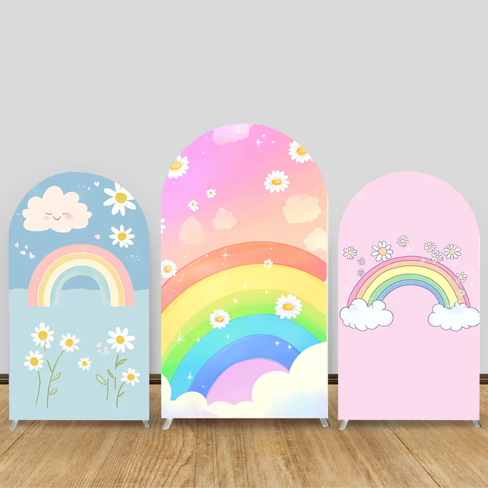 

Красочный радужный фон-арка с ярким узором для фотосессии на день рождения девочки, детского праздника, тканевое украшение для торжества