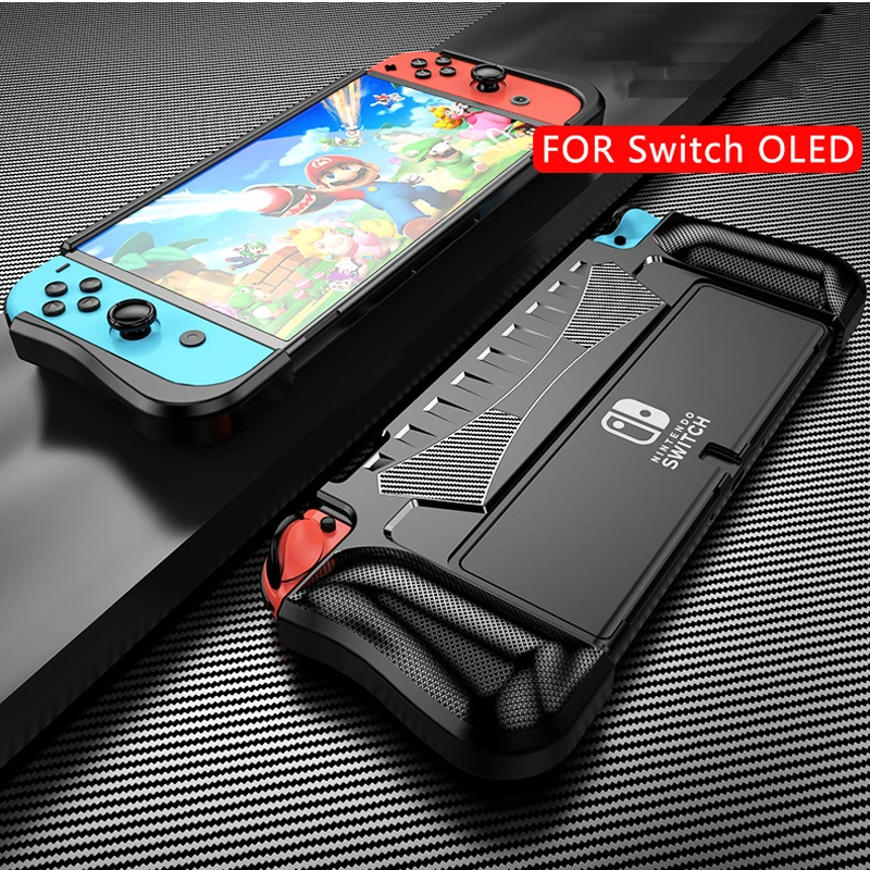 

Чехол для Nintendo Switch OLED, обновленный защитный чехол, эргономичный комфортный чехол из ТПУ с ручкой, док-станция, чехол для Nintendo Switch OLED