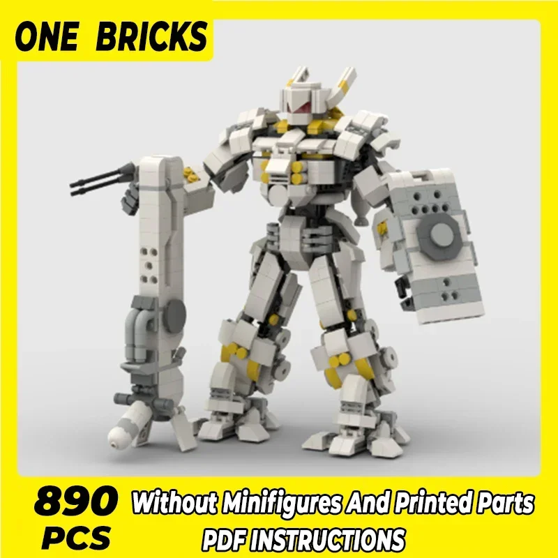 Militar combate mech modelo moc tijolos de construção cavaleiro branco mecha tecnologia blocos modulares presente brinquedo natal diy conjuntos montagem