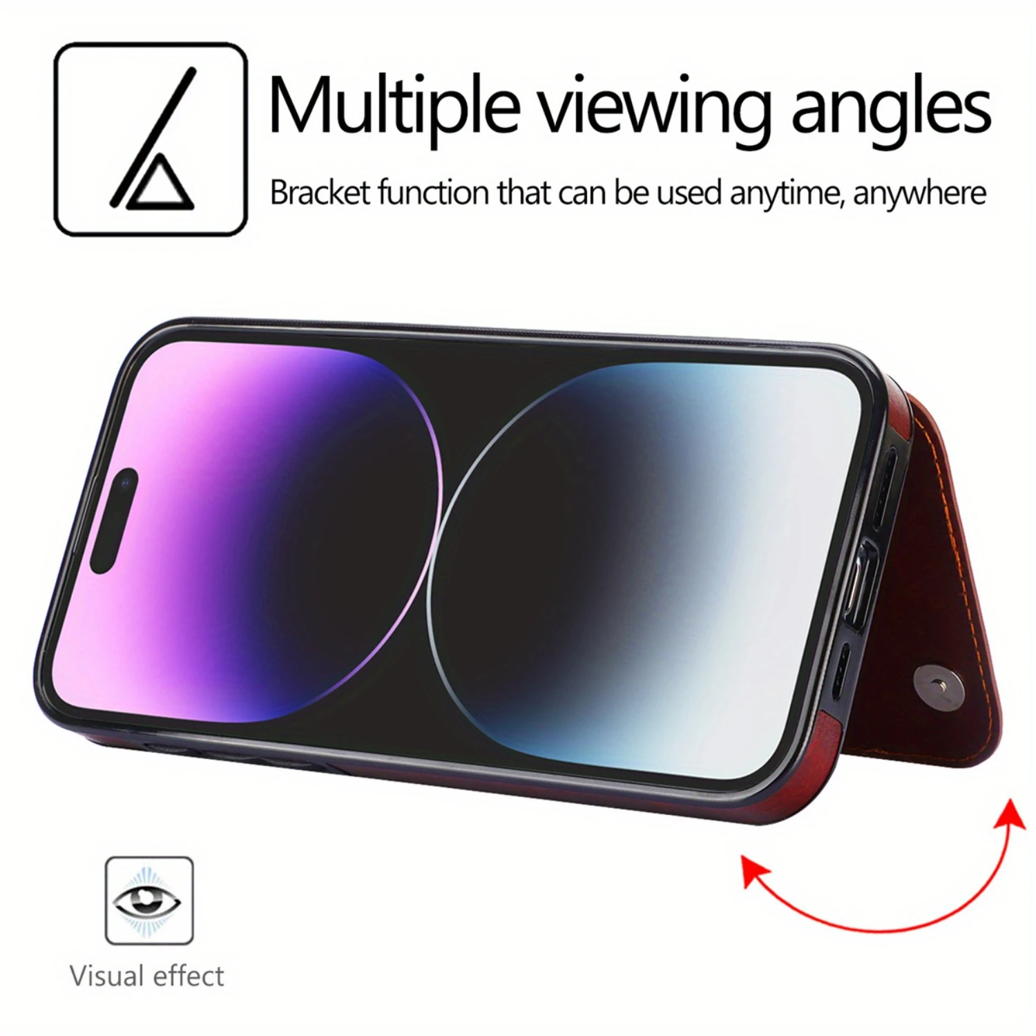 For  15 Pro Max 15 Plus Wallet Case With Card Holder, PU Faux Leather Kickstand Card Slots Case, Double  Clasp And Durable Shock