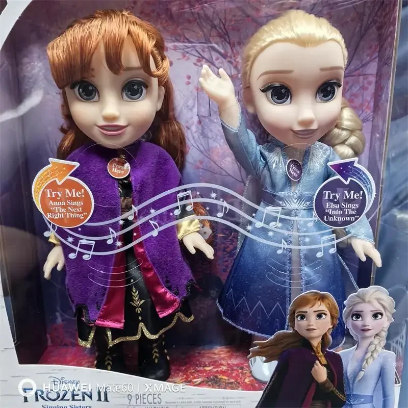 Echte 34 cm Sound Disney Frozen 2 Elsa Anna Jurk Poppen Figuur Geschenken