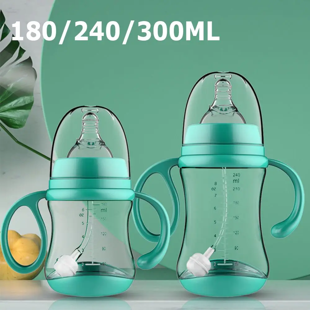 PP Plastic Safe SIlicone Wide-Caliber Baby Feeding Newborn Feeder Nursing Care Nipple Bottle Baby Bottle with Grip Milk Bottles