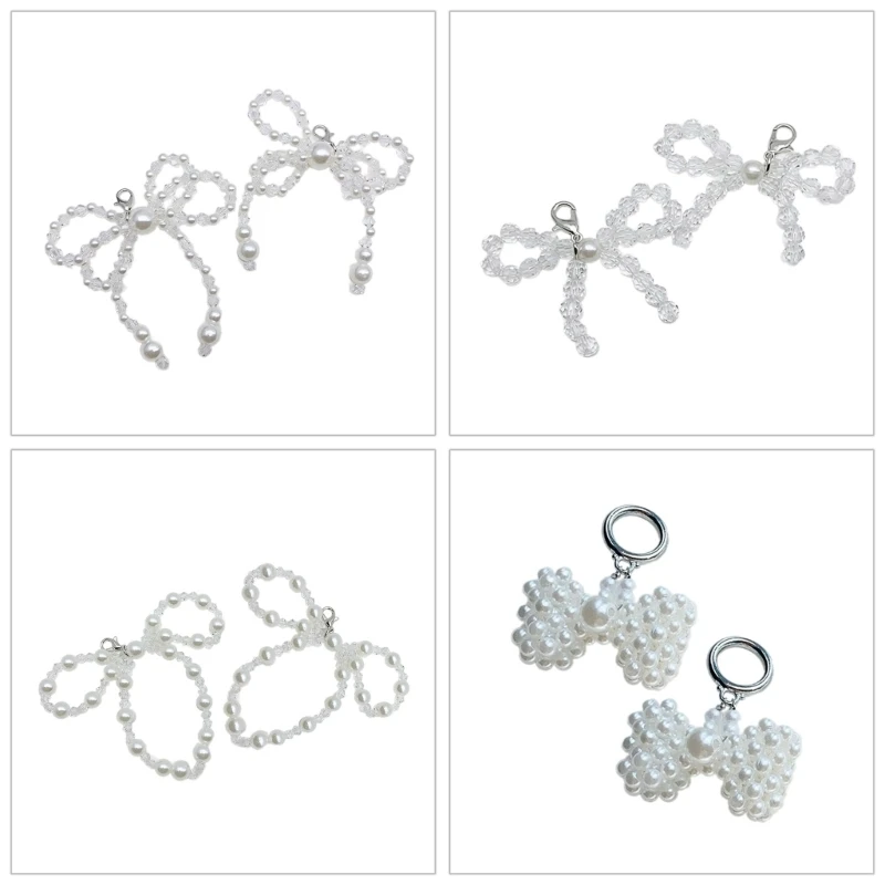 Elegant Bowknot Keychain Pendant Beautiful Crystal Shoe Decoration Keychain Stylish Beaded Bowknot Shoe Pendant