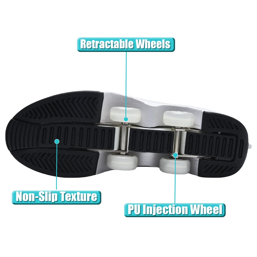 4 Wheel Telescopic Deformation Shoes With Brakes, Swivel Buckle Roller Skates, Breathable Mesh Sneakers Skates For Men And Women