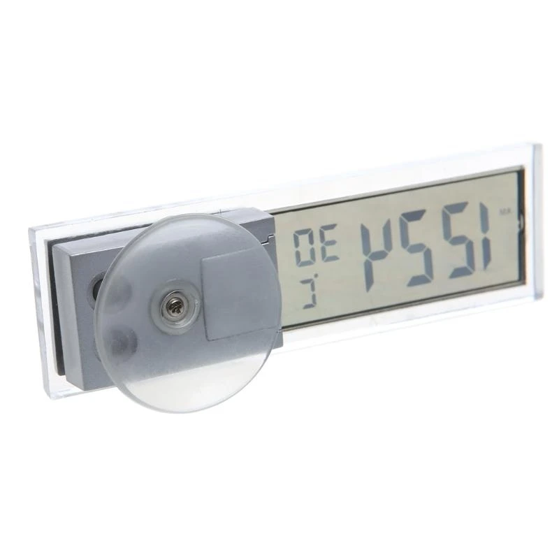 E06B Mini 2 en 1 LCD Reloj camión automóvil auto digital + termómetro para w/taza succión
