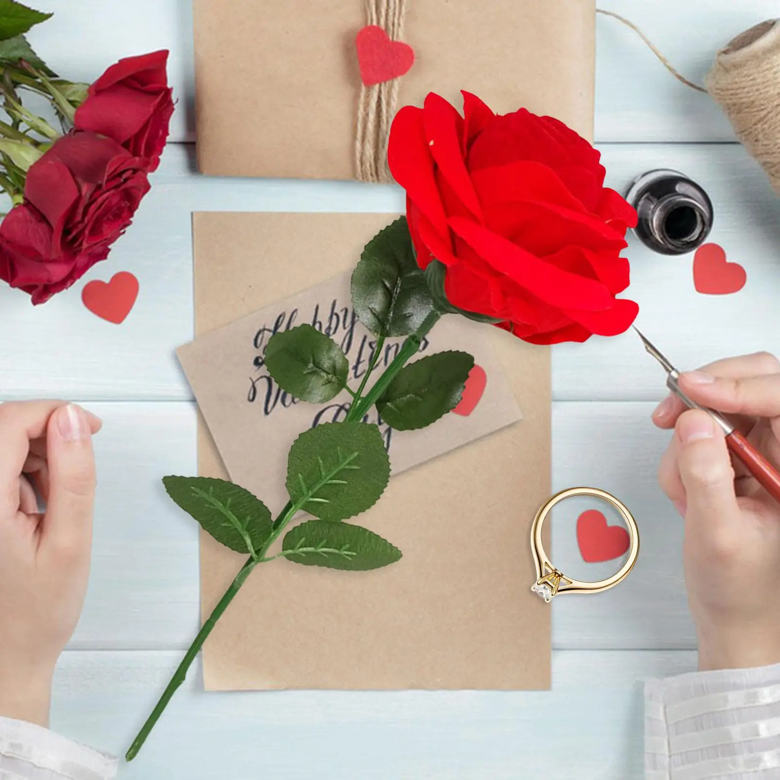 وردة حمراء زهرة خاتم صندوق مجوهرات هدية صندوق اقتراح حفل خاتم الخطوبة صندوق هدايا عيد الحب لصديقتك #3