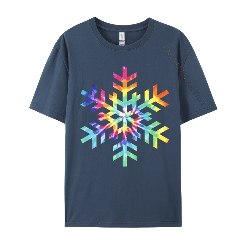 Tie Dye Snowflake Winter Christmas T-Shirts Men's T Shirts Cotton Funny Camisas Crew Neck Tshirts Harajuku Sweatshirt