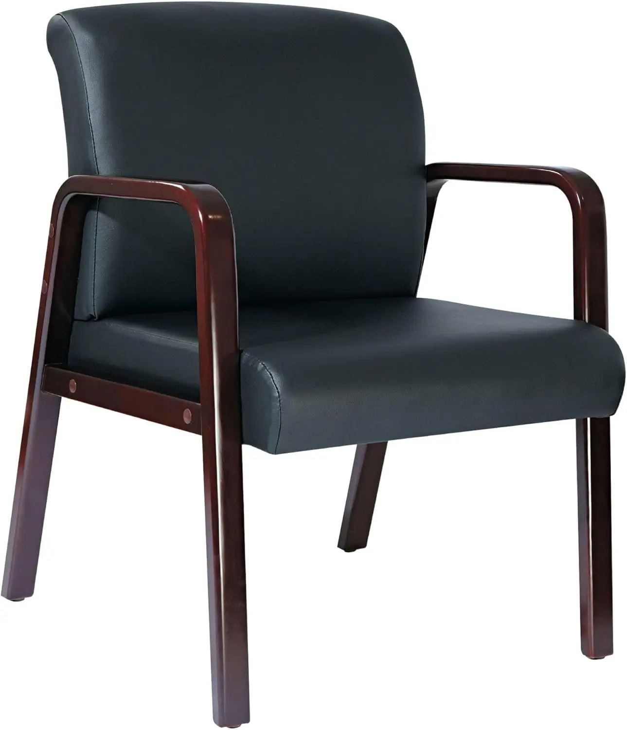

Alerl4319M Reception Lounge Wl Series 24.21 In. X 24.8 In. X 32.67 In. Guest Chair - Bla Seat/Back, Mahogany Base