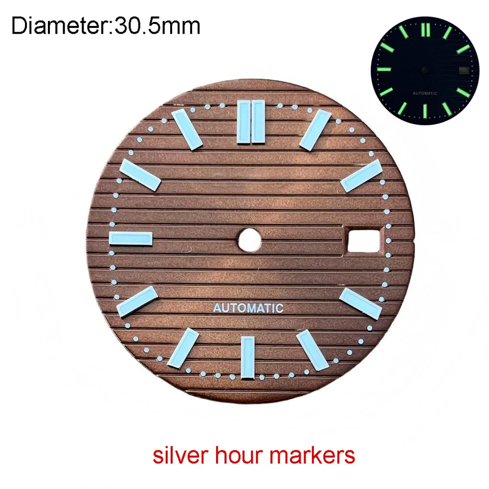 30.5mm NH35 S logo dial nautil s tiffa blue dial green luminous fit Japanese NH35 mechanical watch modification spare parts