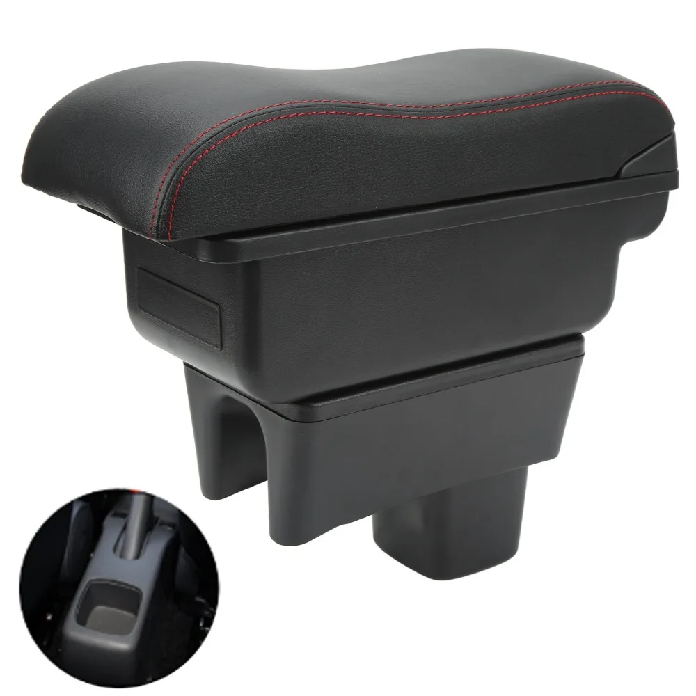 Car Console Armrest Box Large Capacity Smooth Touch Black Surface Red Line Replacement For Suzuki Swift 2005‑2021