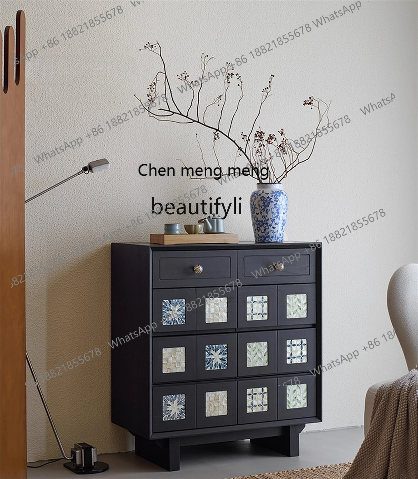 

X Solid wood sofa side drawers living room wall antique style entrance cabinet