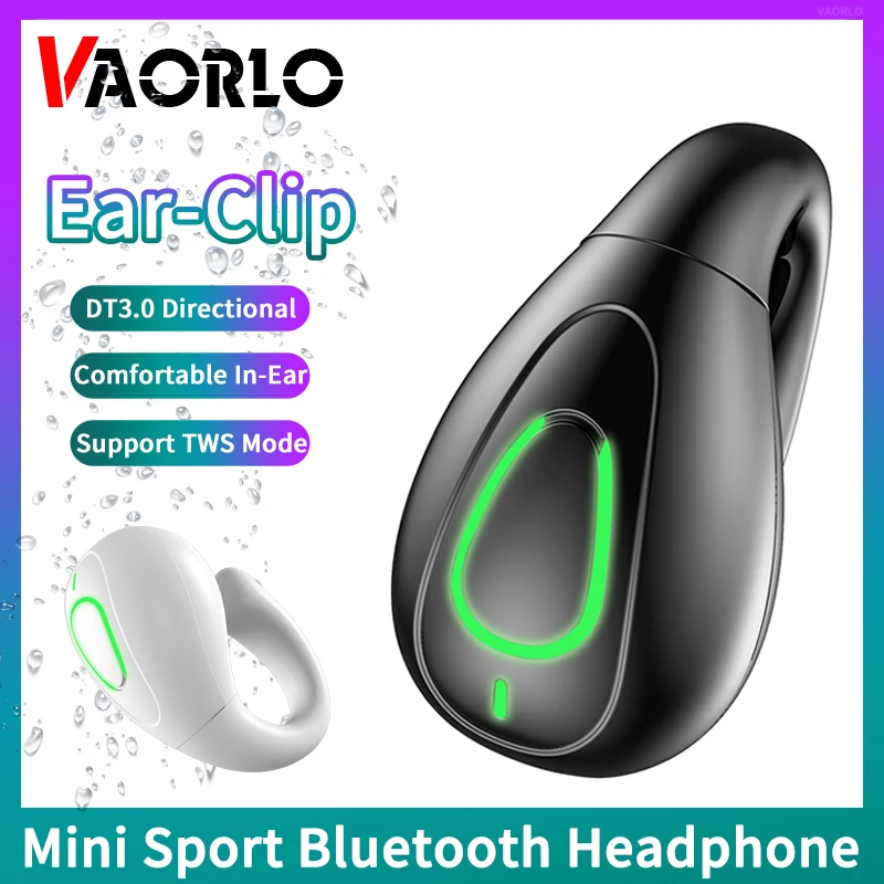 Mini Ear-Clip Wireless Headset HIFI Bass Stereo Music Earring Headphone Bluetooth With Mic Business Earphone Sport Game Earbuds