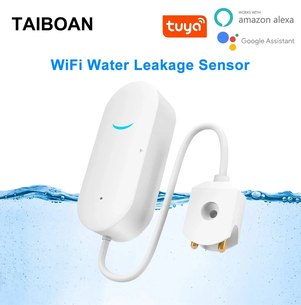 TAIBOAN Tuya WiFi الذكية استشعار تسرب المياه كاشف مستوى تجاوز المياه نظام إنذار تسرب الفيضانات الاستشعار مراقبة التحكم عن بعد