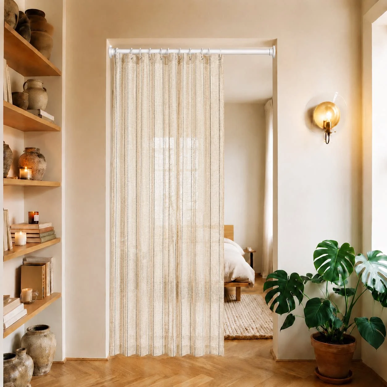 Natural Ivory Semi Sheer Linen Curtains for Bedroom, Light Filtering, Living Room Panels, Neutral Drapes, Farmhouse