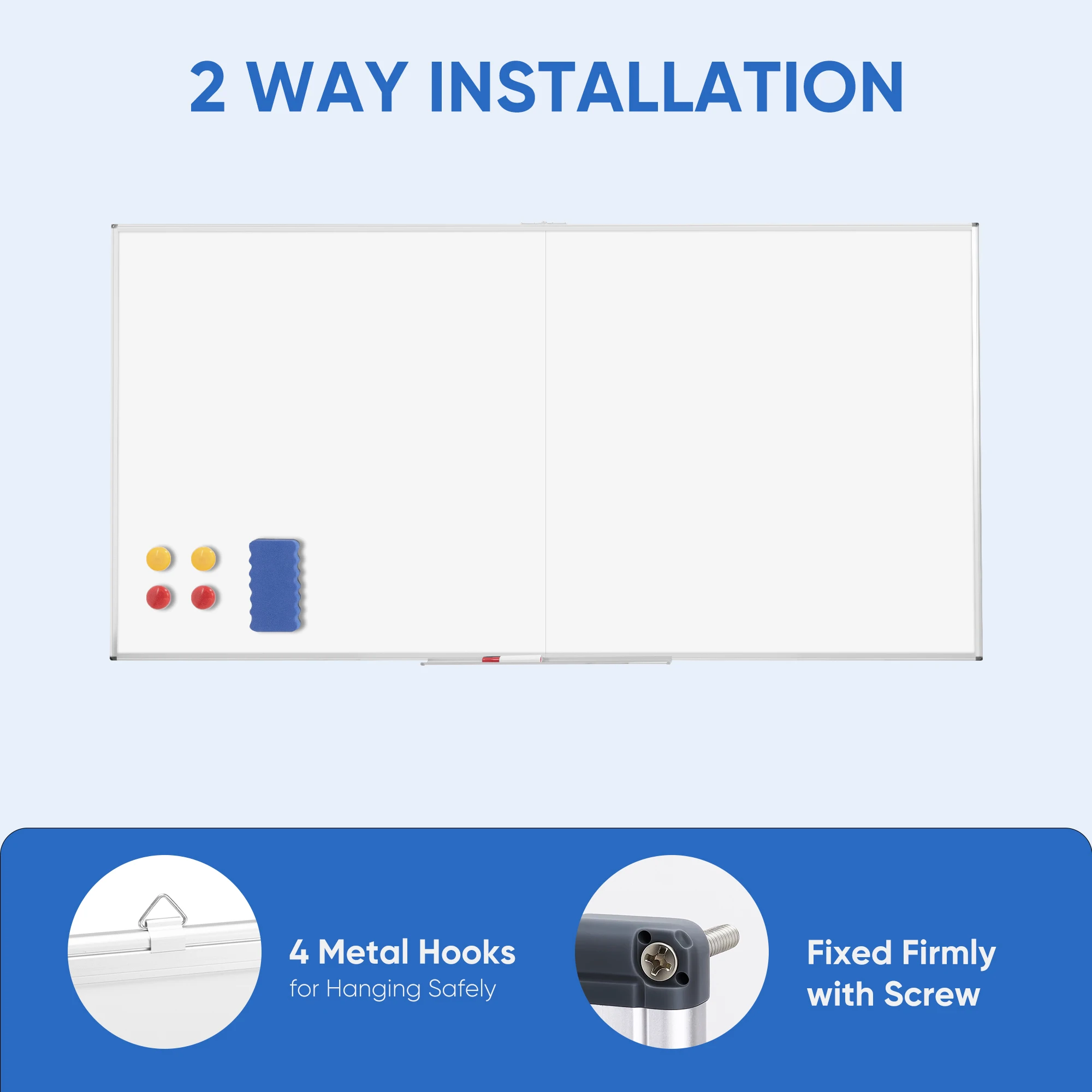 Deli Opvouwbaar dubbelzijdig whiteboard 60x36 inch, magnetisch droog uitwisbaar bord voor klaslokaal, kantoor en thuis