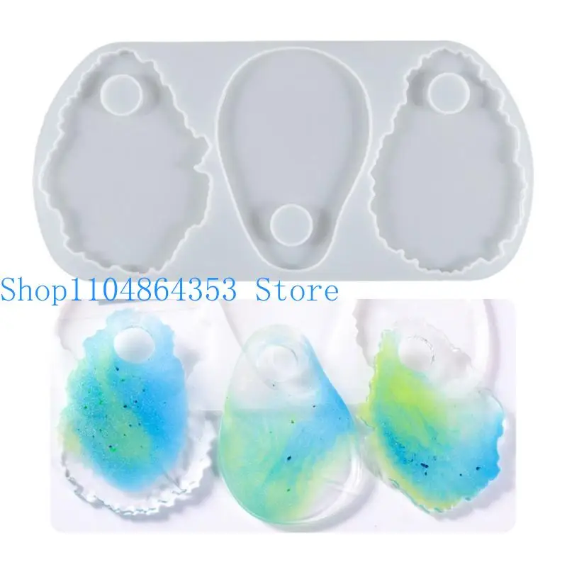 652F Eye Makeup Irregular Round Palette Panel Mould Resin Casting Mold Lace Big Tag Pendant Silicone Mold