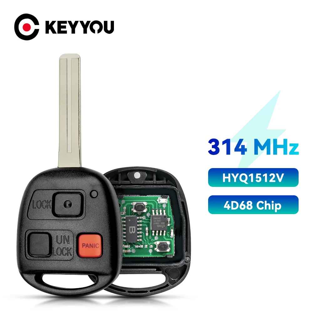 KEYYOU Remote Car Key Alarm HYQ1512V 314MHZ ID68 ID67 Chip For Lexus ES 250 GS SC 300 LS 400 LX 450 470 1989-2001 TOY40 Blade