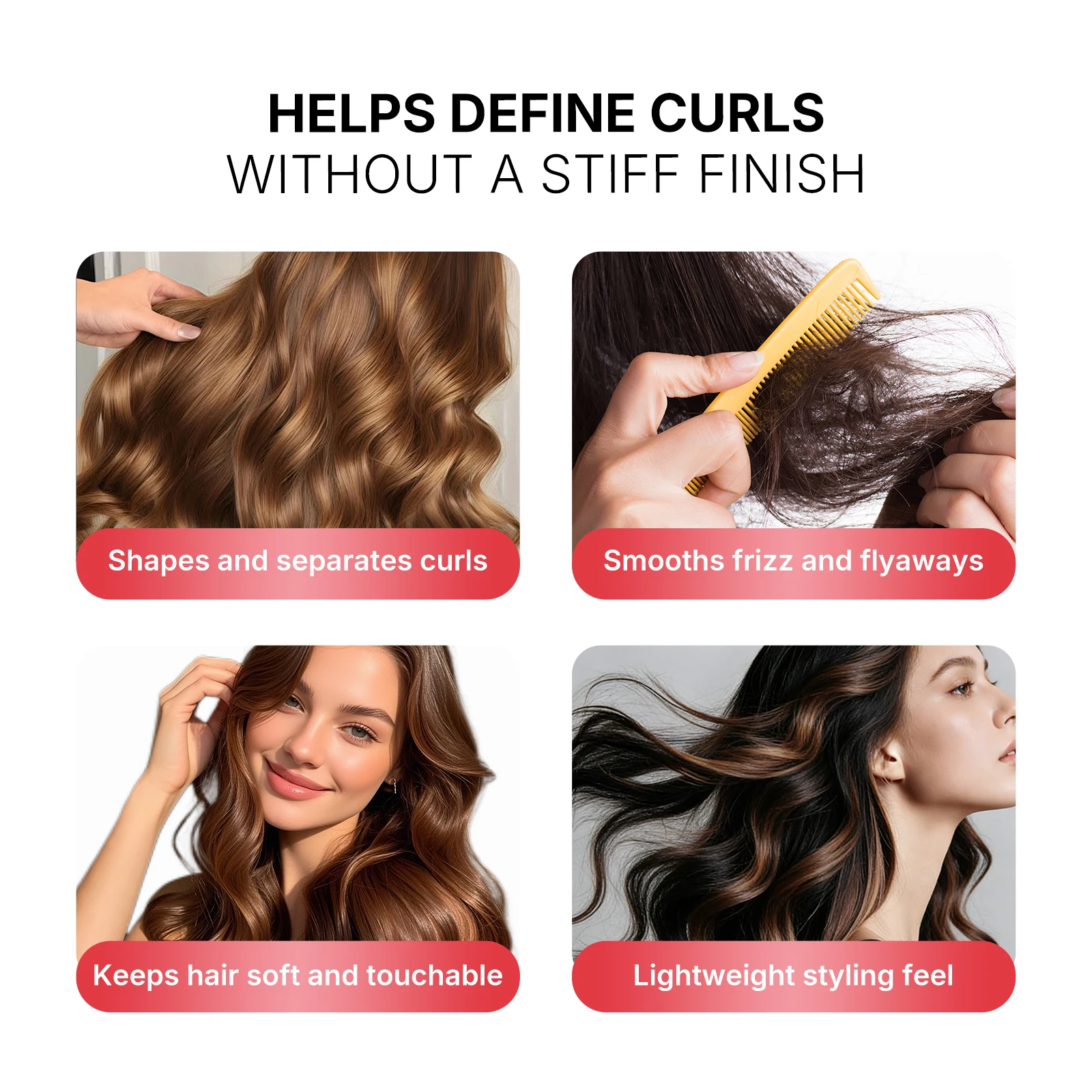 Karseell Curl Defining Cream for Wavy, Curly and Coily Hair, Leave-In Styling Cream to Help Control Frizz, Define Soft Curls