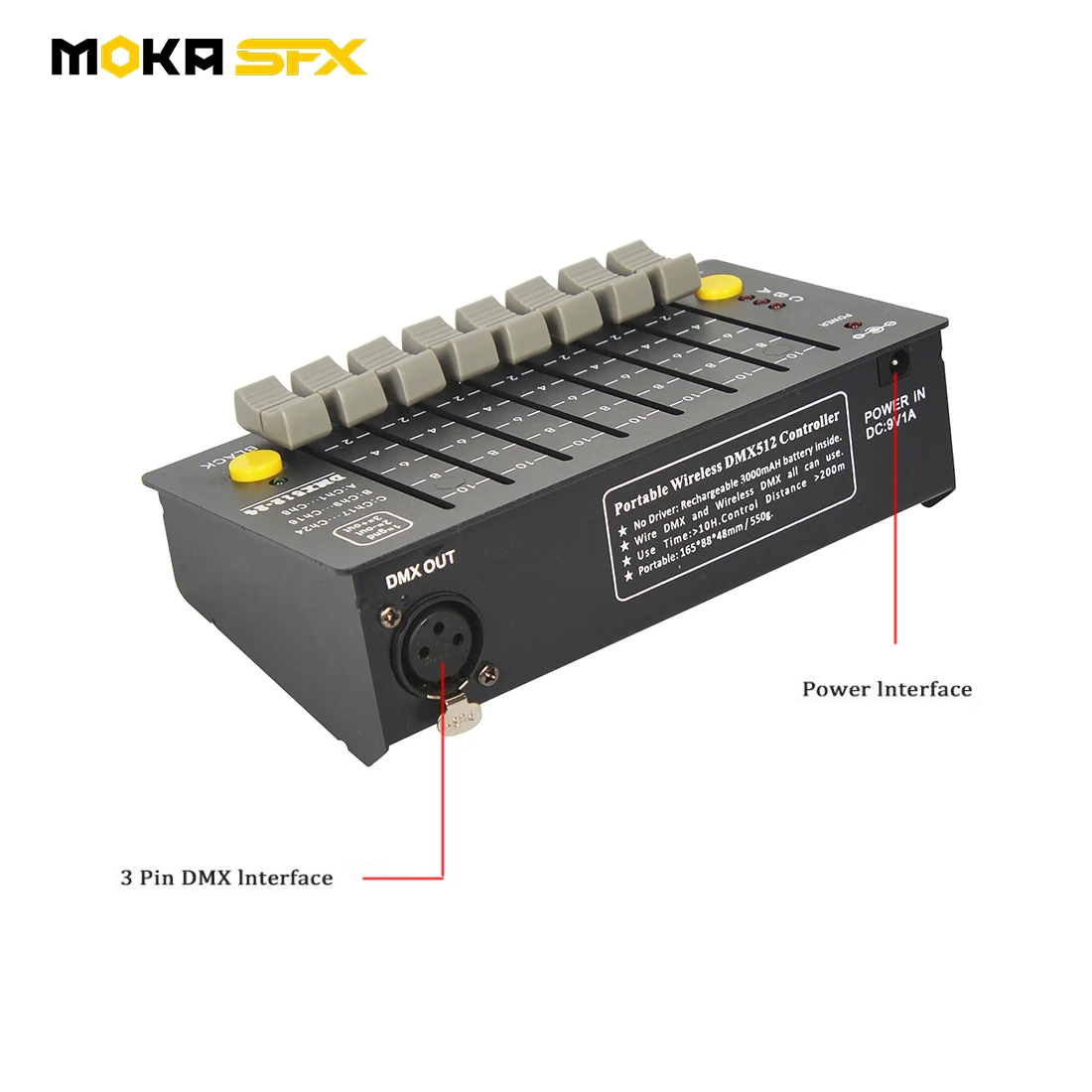 Imagem -04 - Moka Sfx 24 Canais Controlador de Bateria dj Dmx 512 Console Fase Luz Controlador Portátil para a Cabeça em Movimento do Laser Par Luz