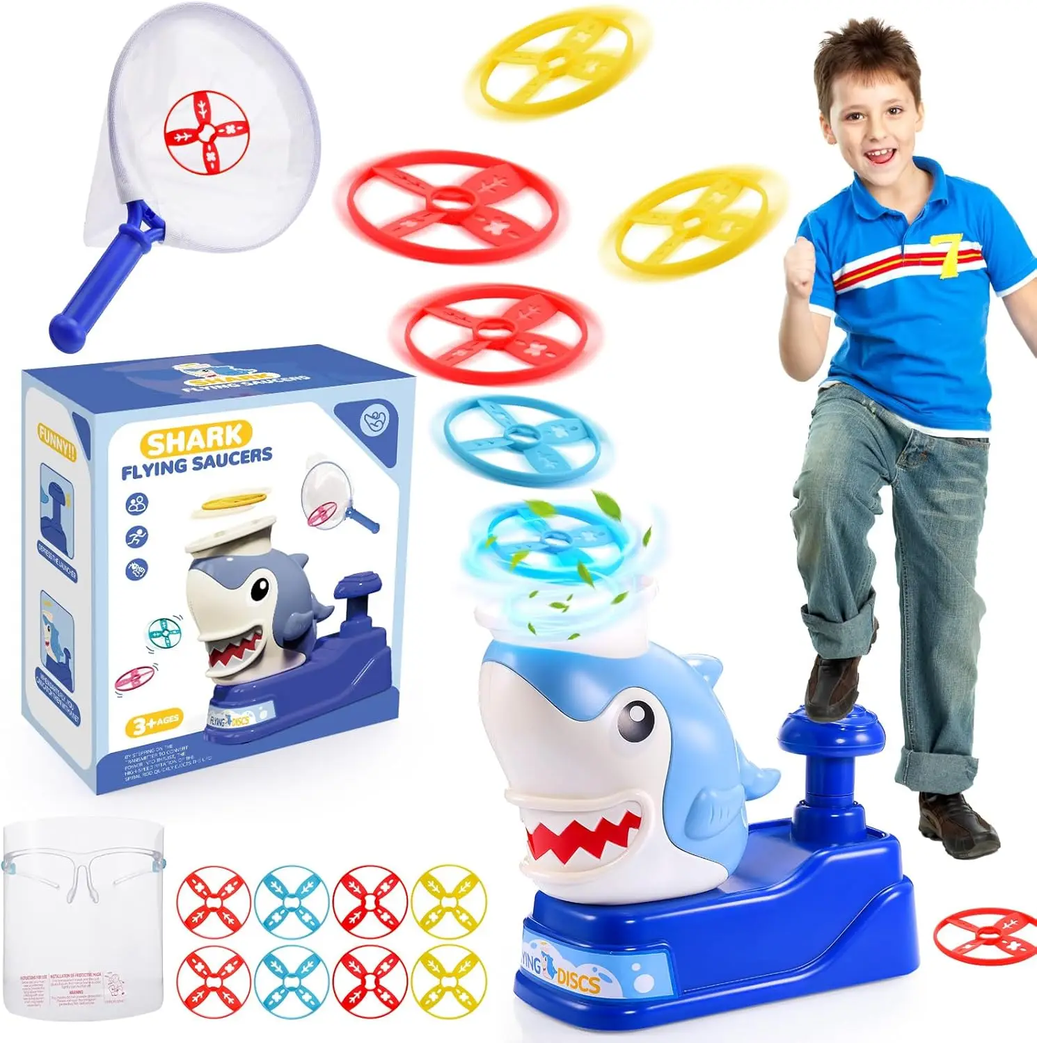 Flying Disc Launcher Outdoor Game Kids Toys For 3-8 Ages Kids Air Rocket Launcher Ideas Outside Toys Birthday Gifts Boys Girls